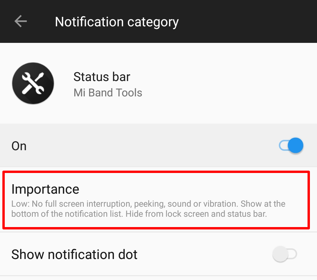 How to hide watch icon from Android status bar? | Mi Band Tools